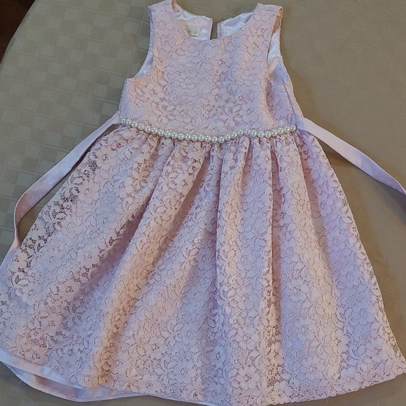 Girl light pink lace dress size 6 - Picture 1 of 7